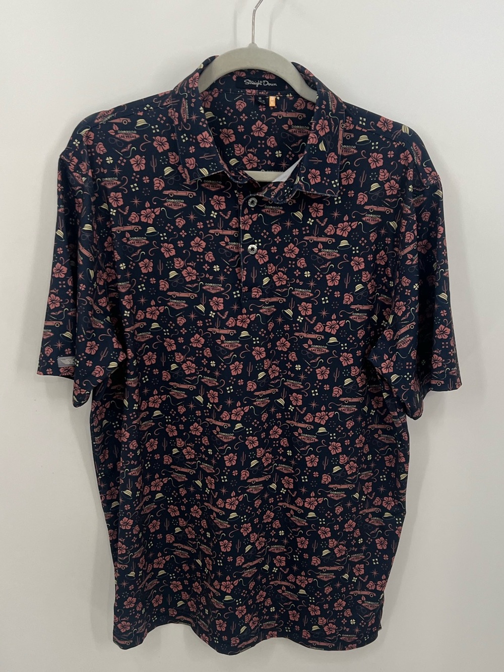 Straight Down Short Sleeve Floral Print Golf Polo Shirt